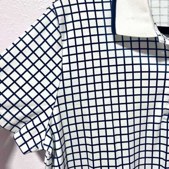 Lands' End Black and White Polo Shirt with Gingham Pattern LARGE - Picture 5 of 5